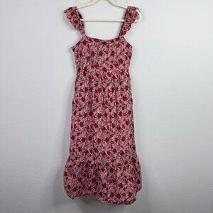 Maisie Dress Womens M Pink Floral‎ Ruffle Tiered Boho Girly Cottagecore Coquette